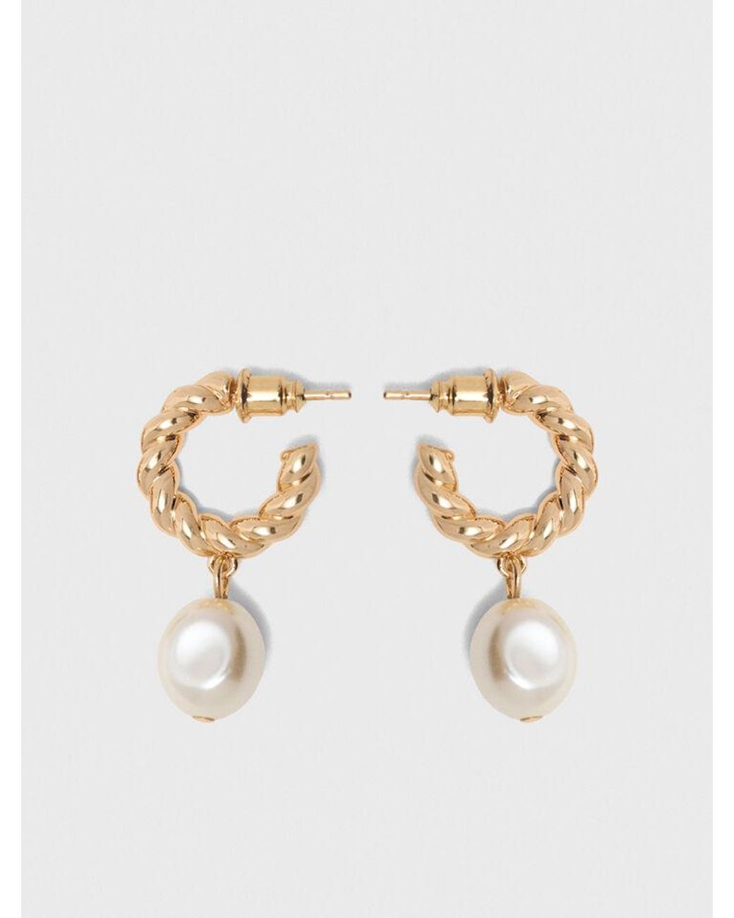 Maje White Twisted Bead Hoop Earrings