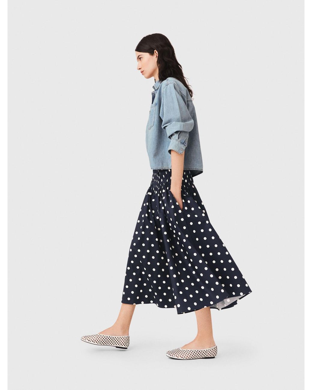 Maje Blue Long Cotton Skirt