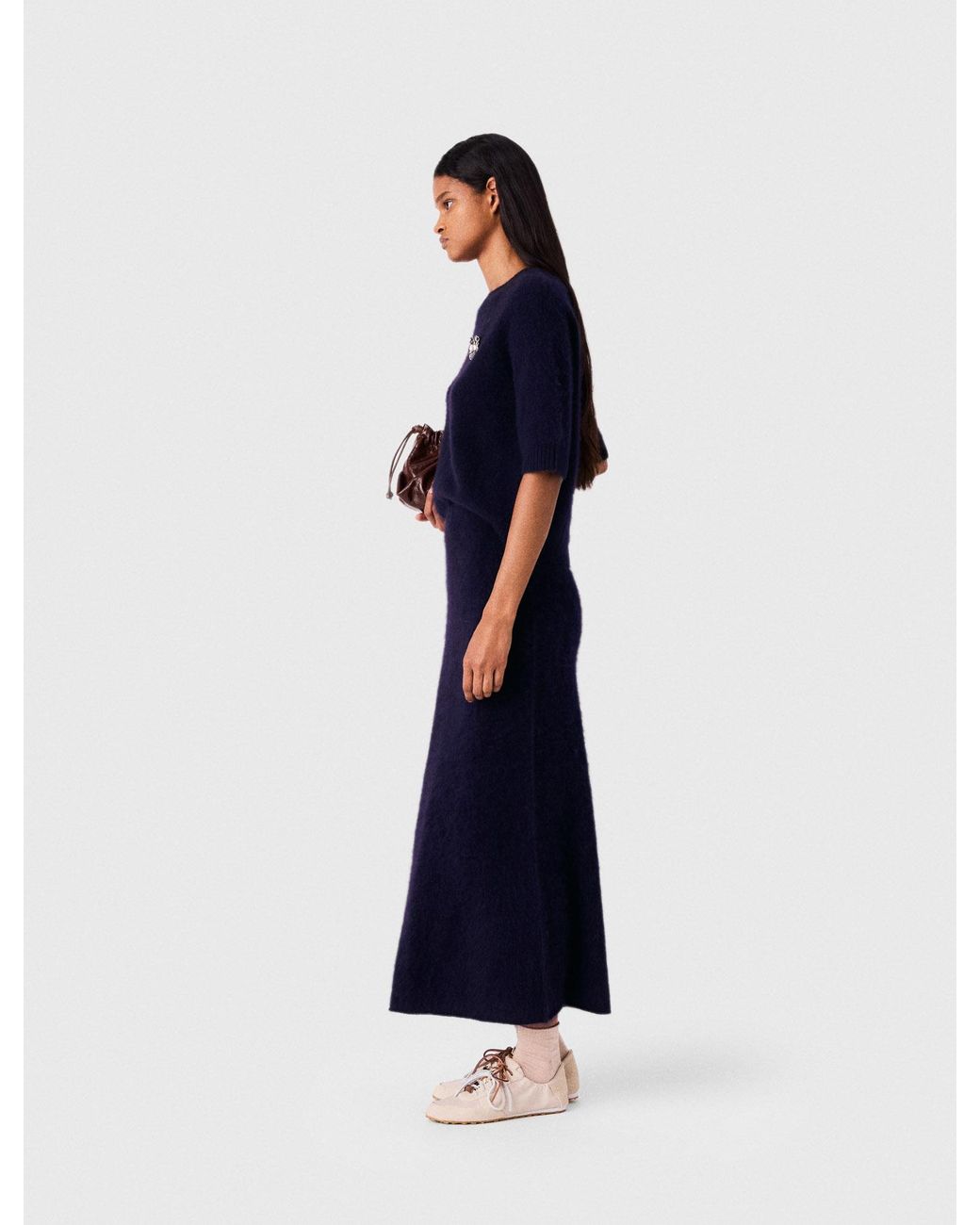 Maje Blue Knit Pencil Skirt