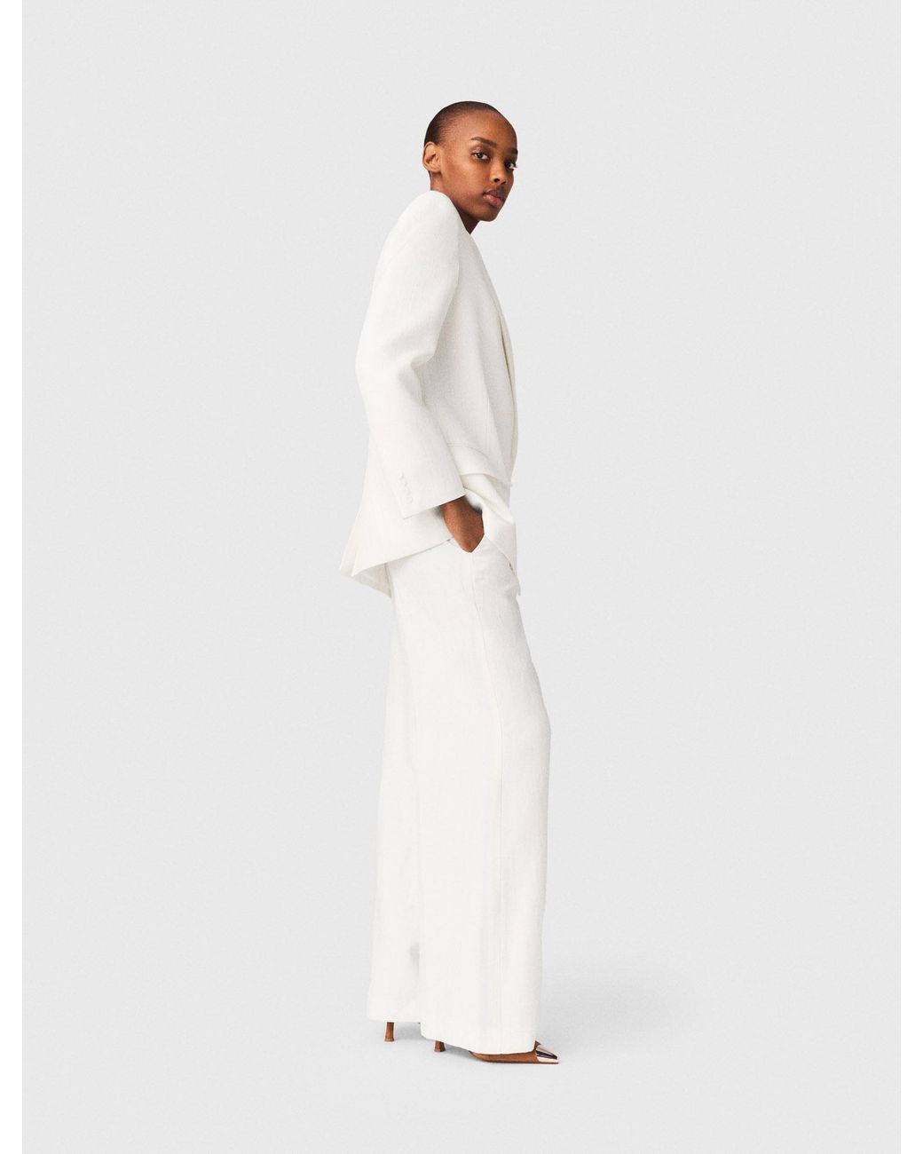 Maje White Double-Breasted Suit Jacket