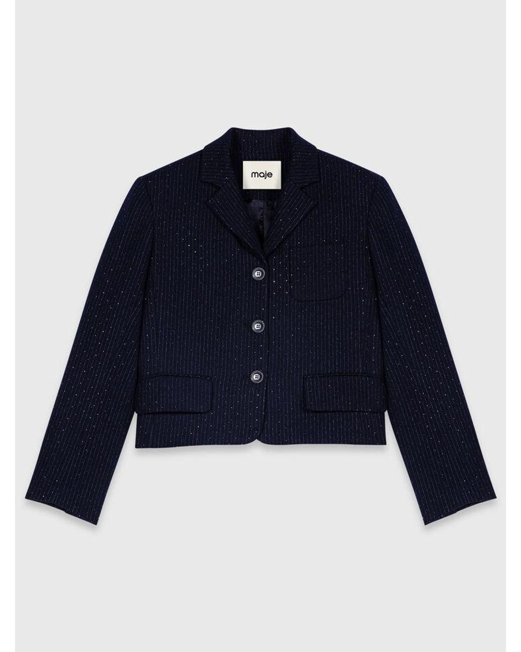 Maje Blue Cropped Suit Jacket