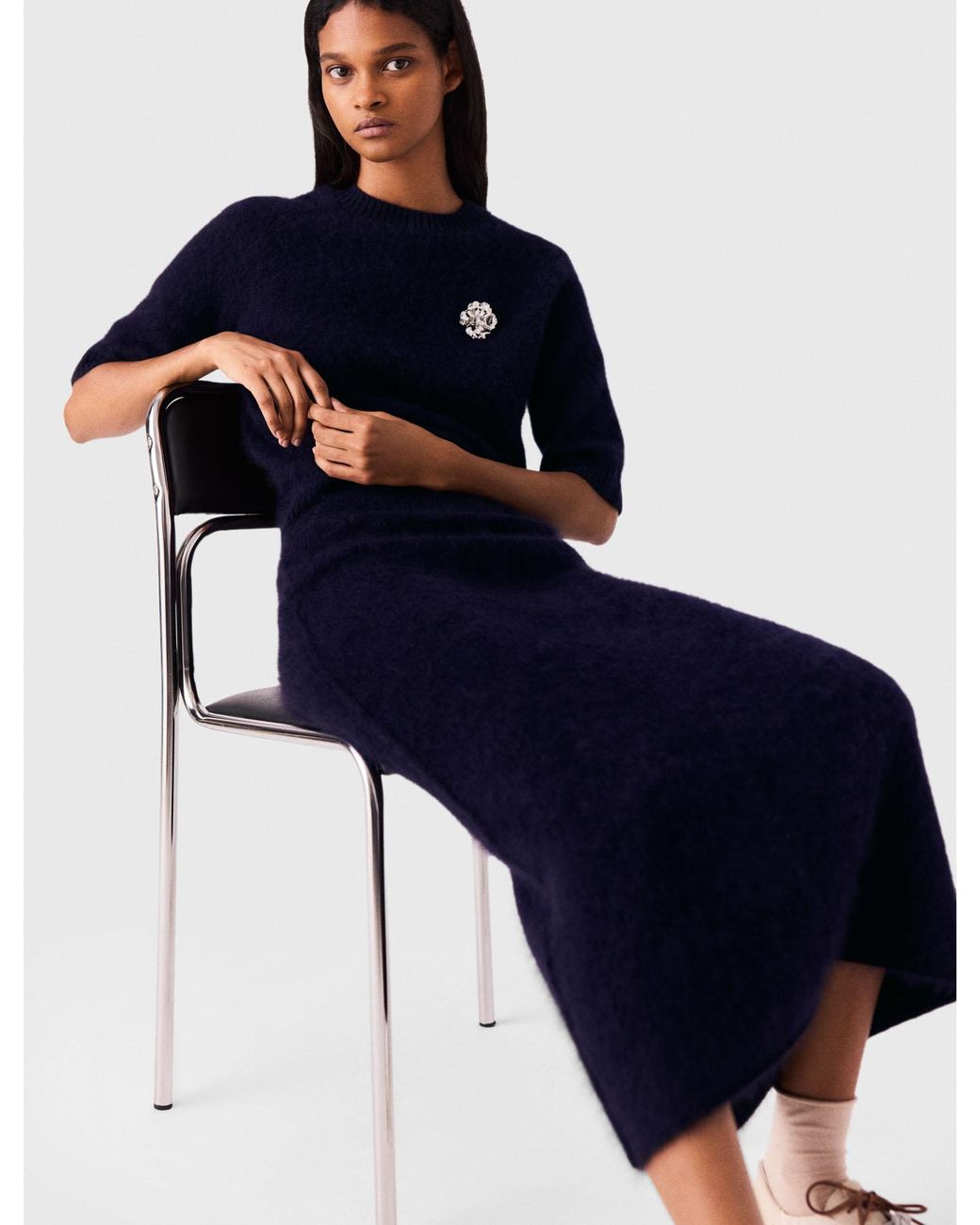 Maje Blue Knit Pencil Skirt