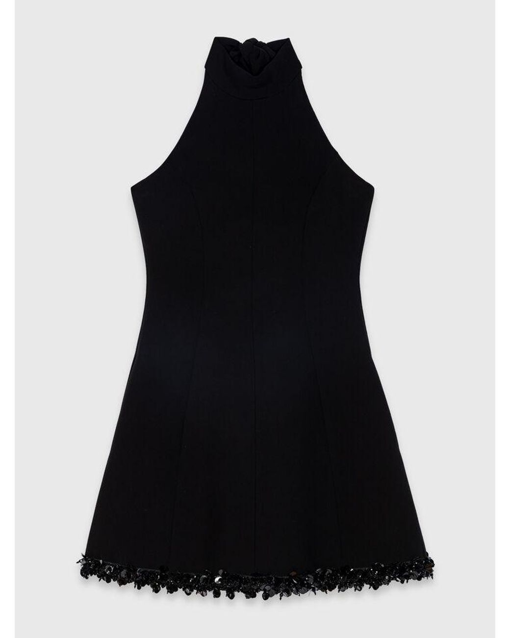 Maje Black Backless Tie-Neck Skater Dress