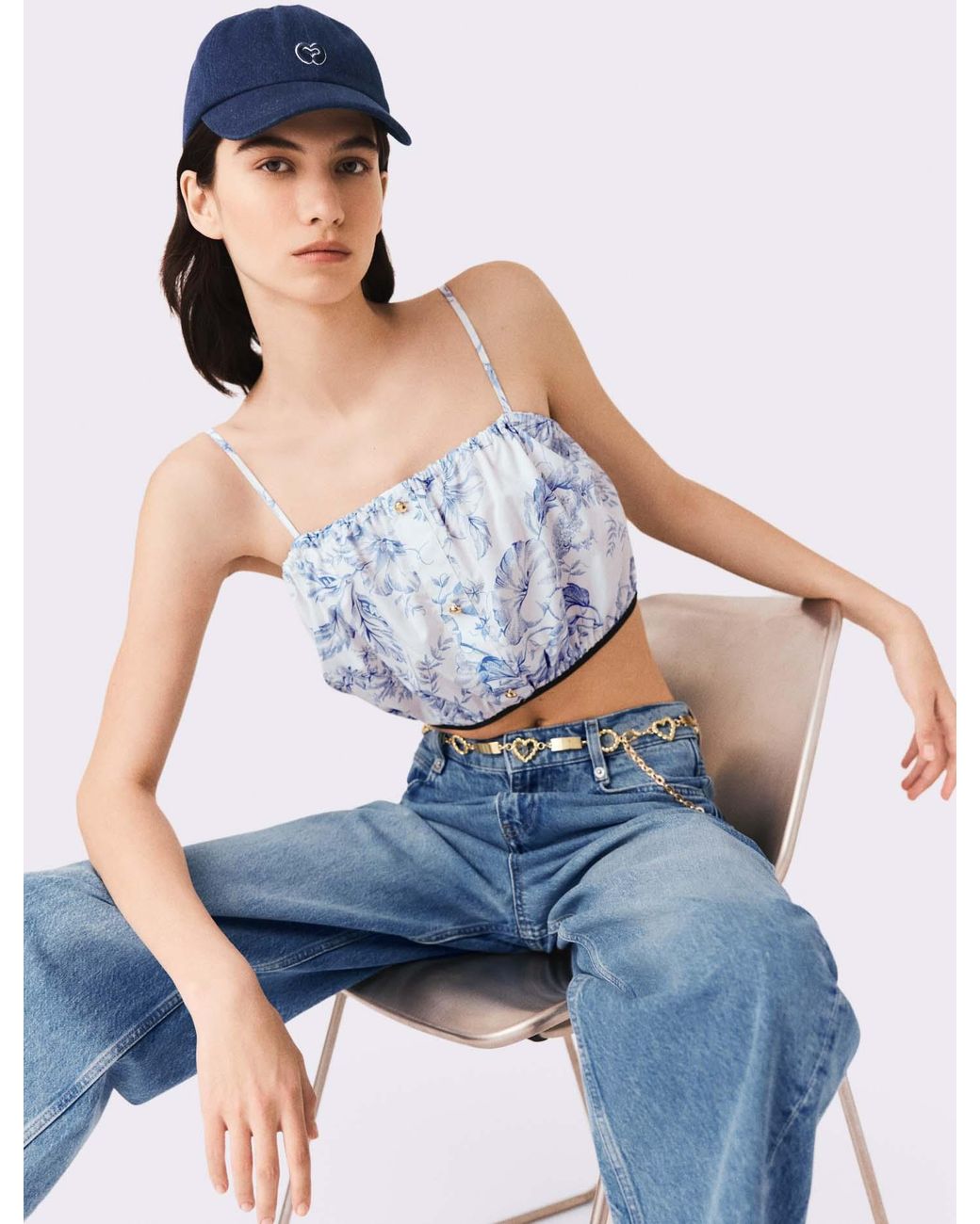 Maje Blue Patterned Top With Straps