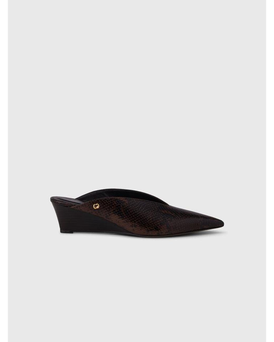Maje White Embossed Leather Wedge Mules