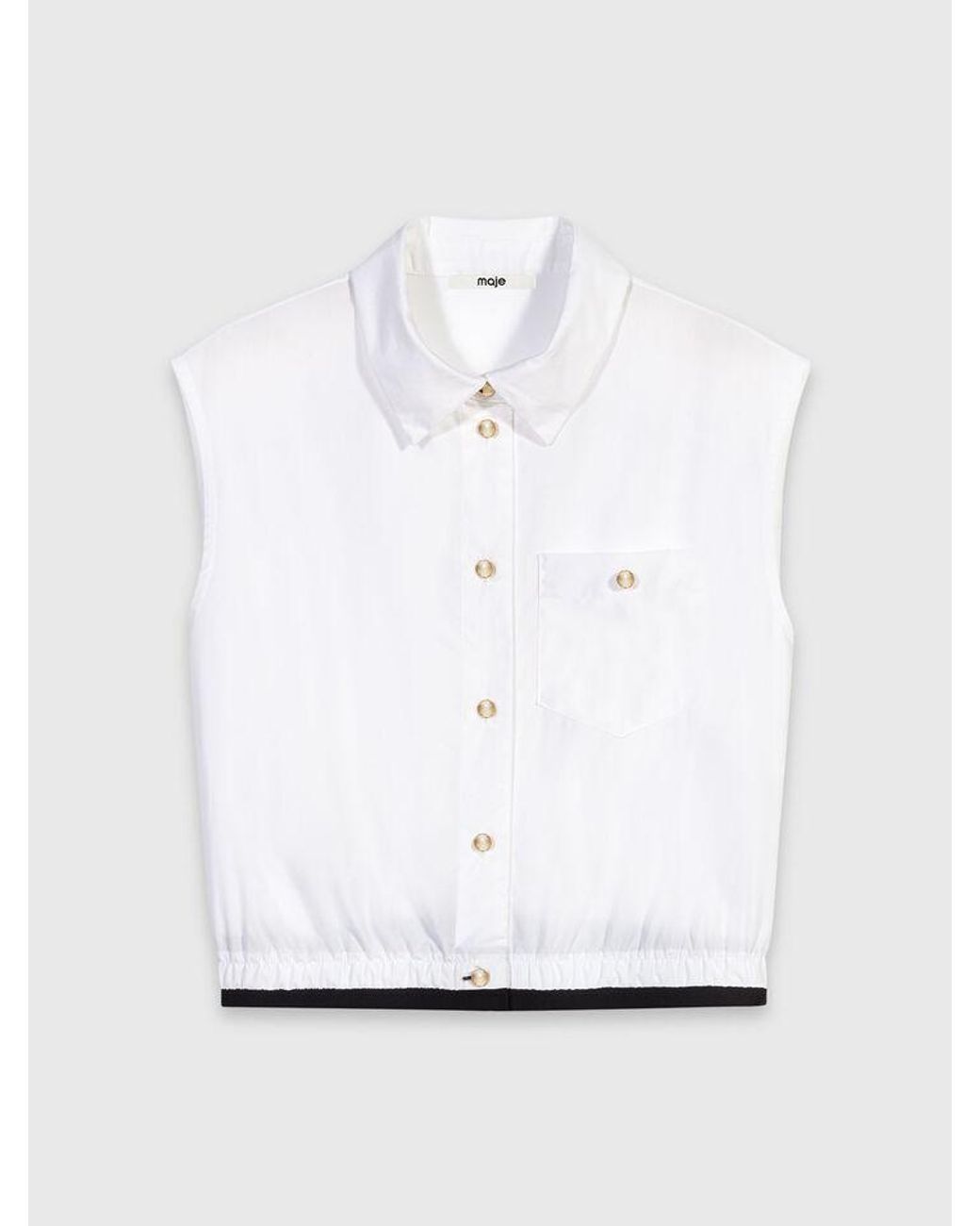 Maje White Cropped Sleeveless Shirt