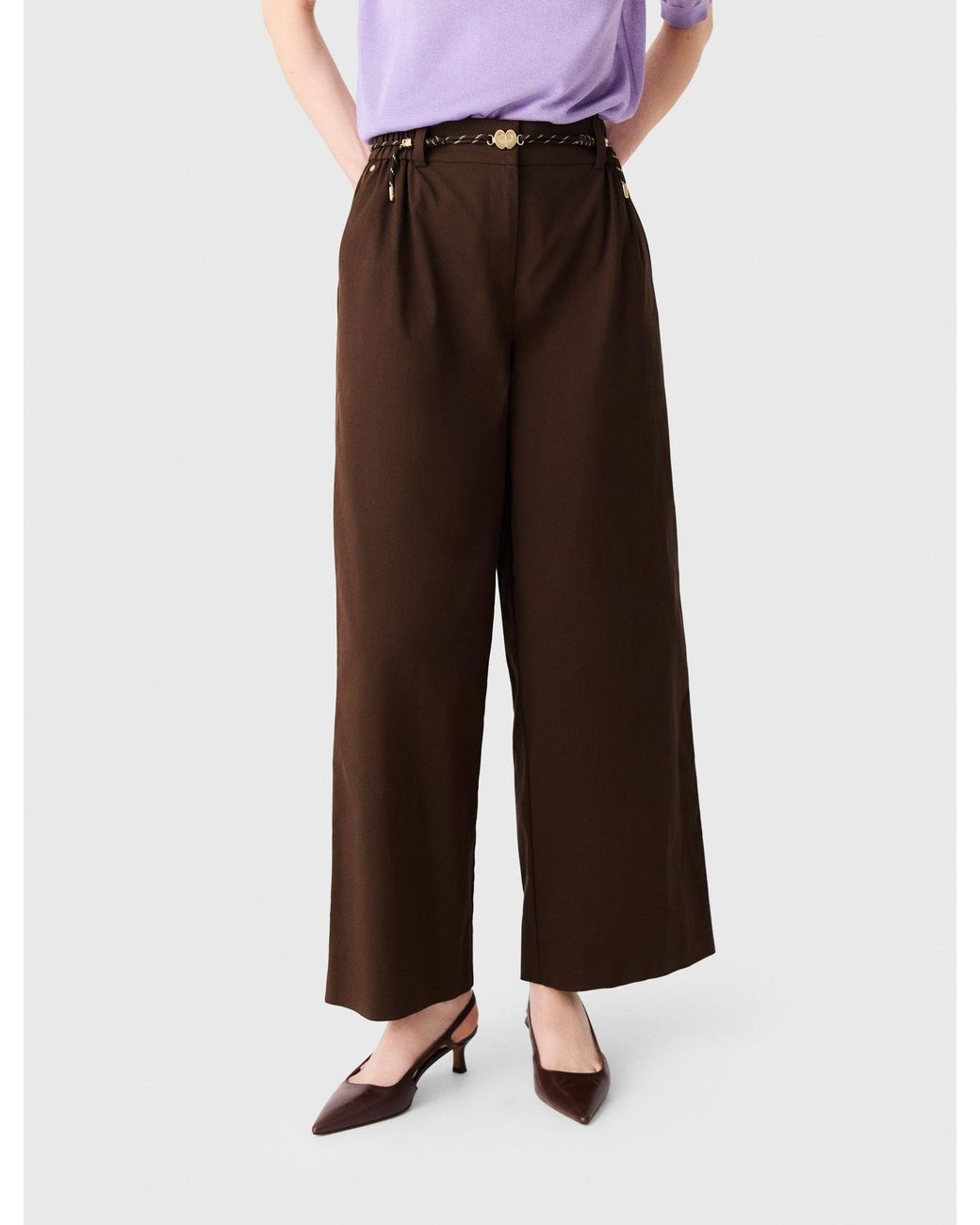 Maje White Wide-Leg Cotton Trousers