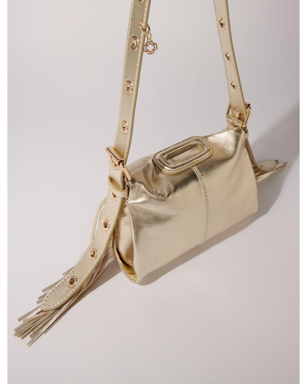 Maje Natural Miss M Mini Metallic Leather Bag
