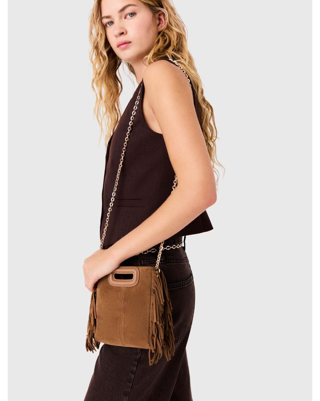 Maje White Chain Shoulder Strap