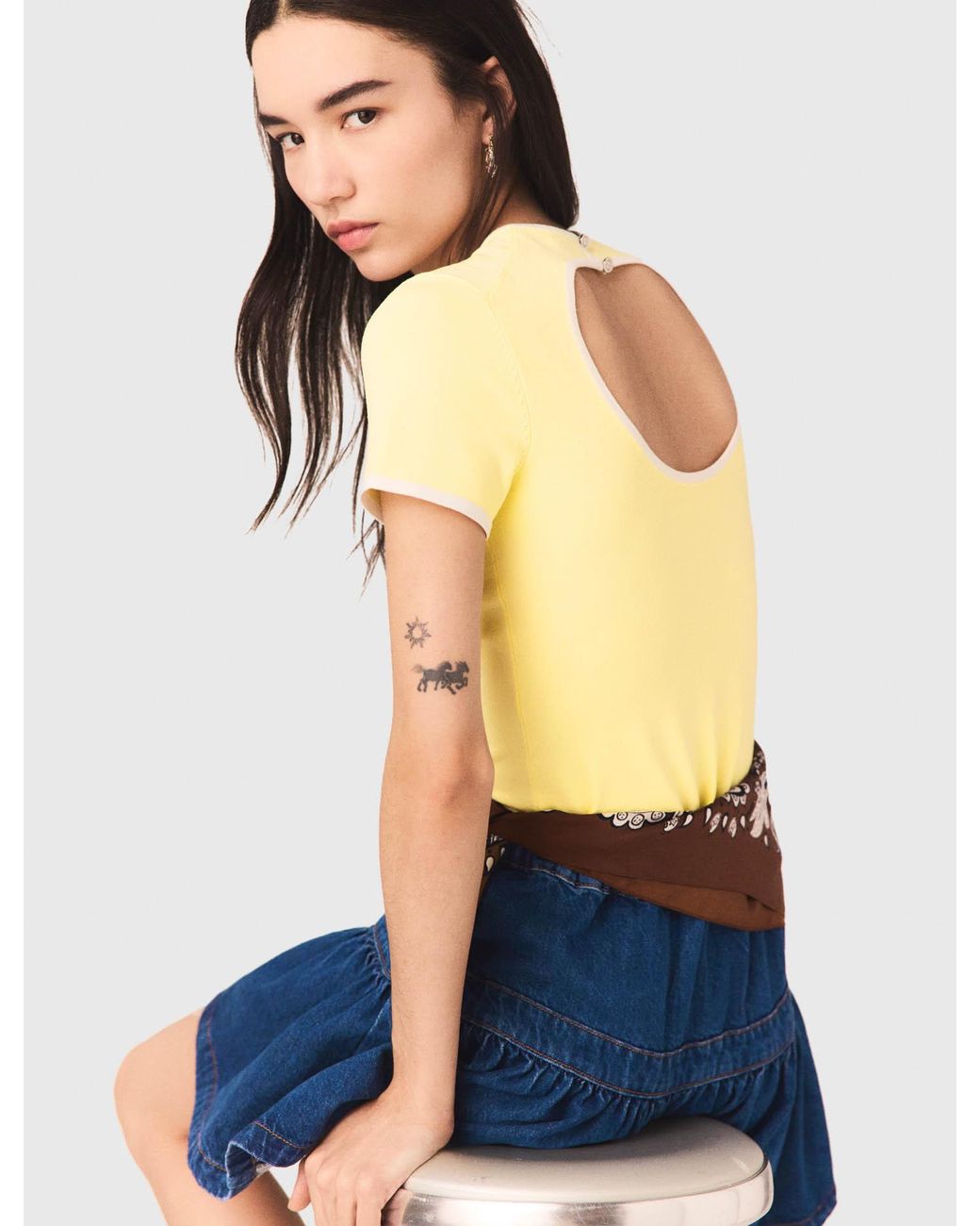 Maje Blue Round Back Cut-Out Jumper