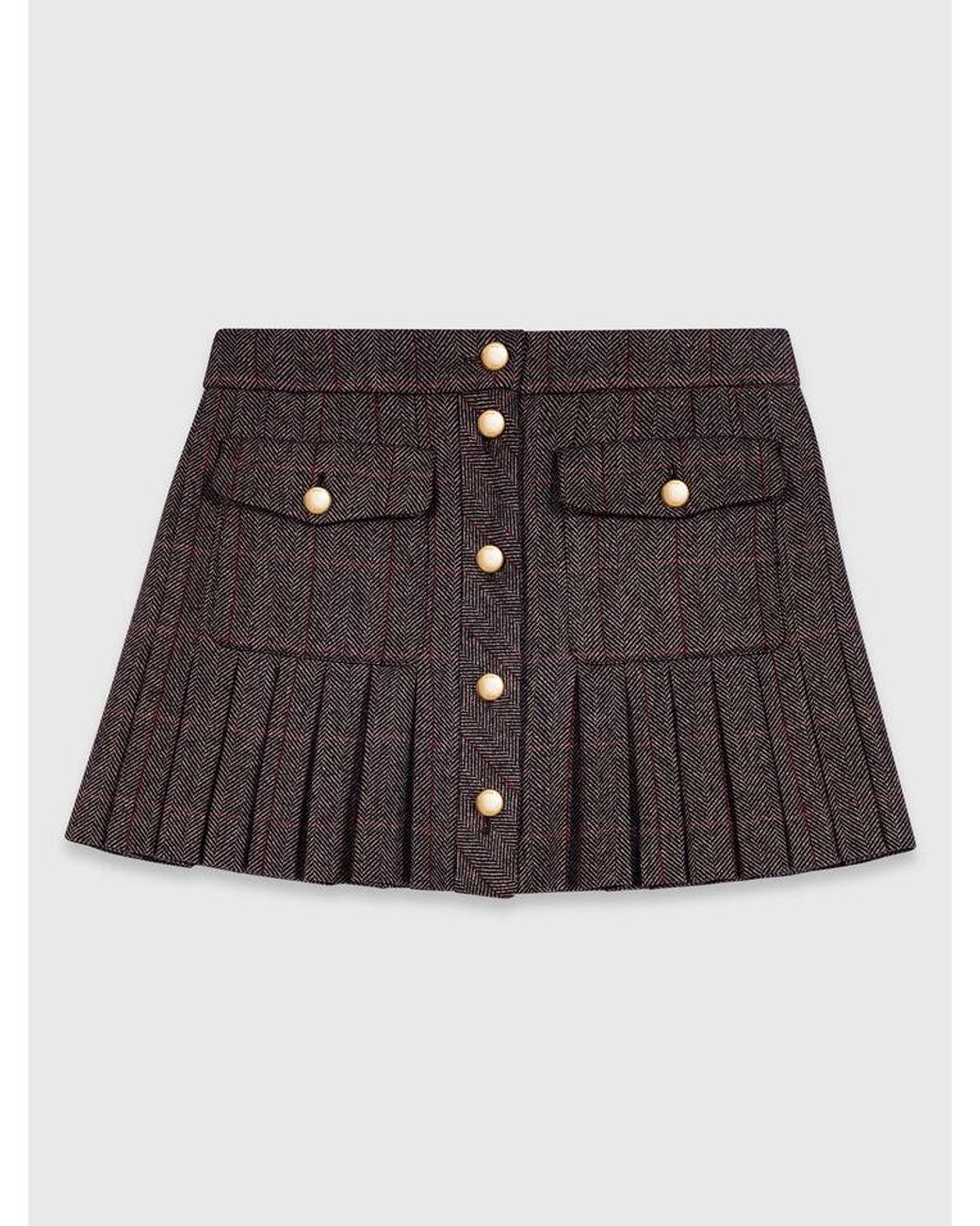 Maje White Plaid Mini Skirt