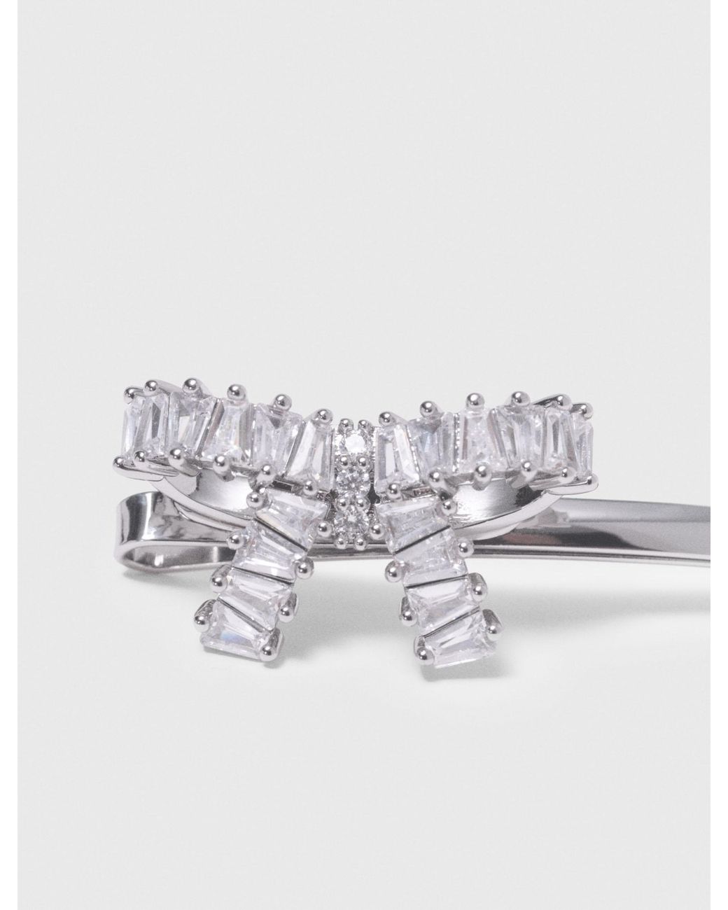 Maje White Rhinestone Bow Barrette