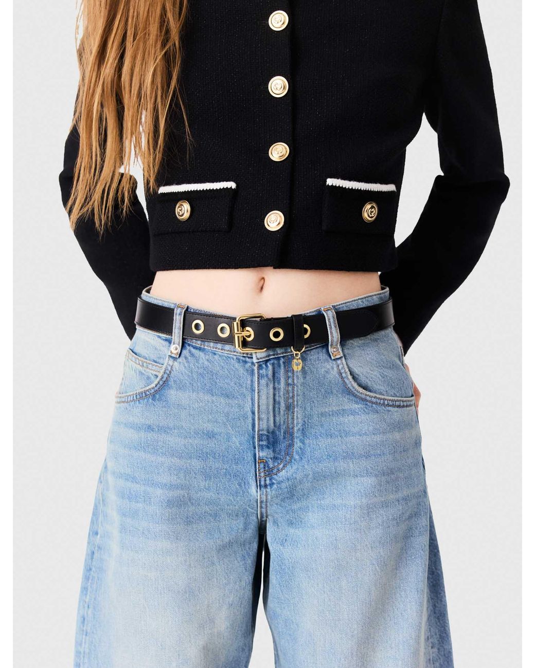 Maje Black Leather Belt With Miss M Buckle