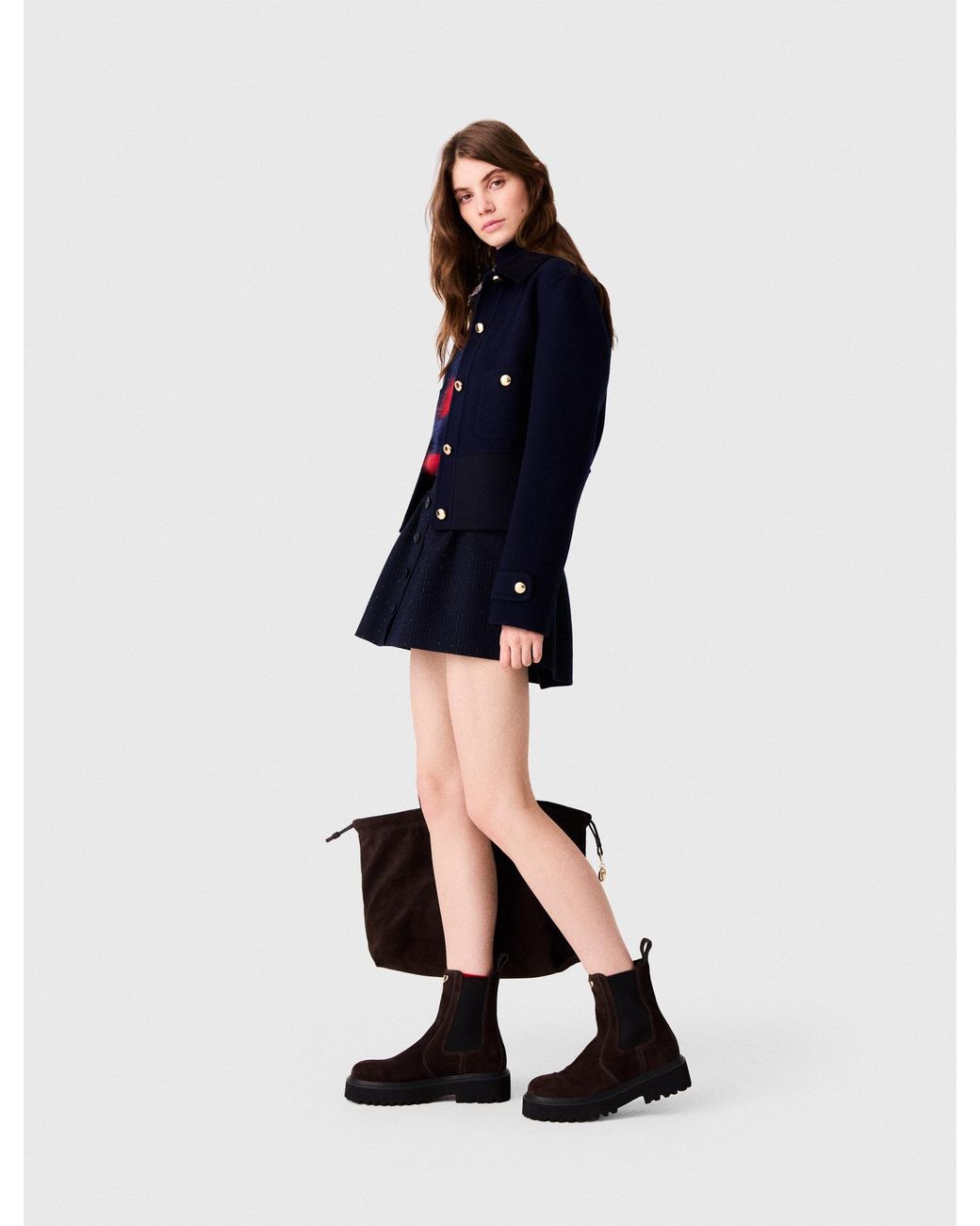 Maje Blue Short Double-Faced Jacket