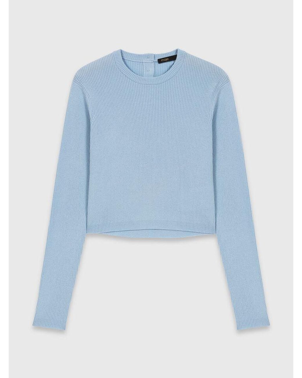 Maje Blue Jewel-Button Back Jumper