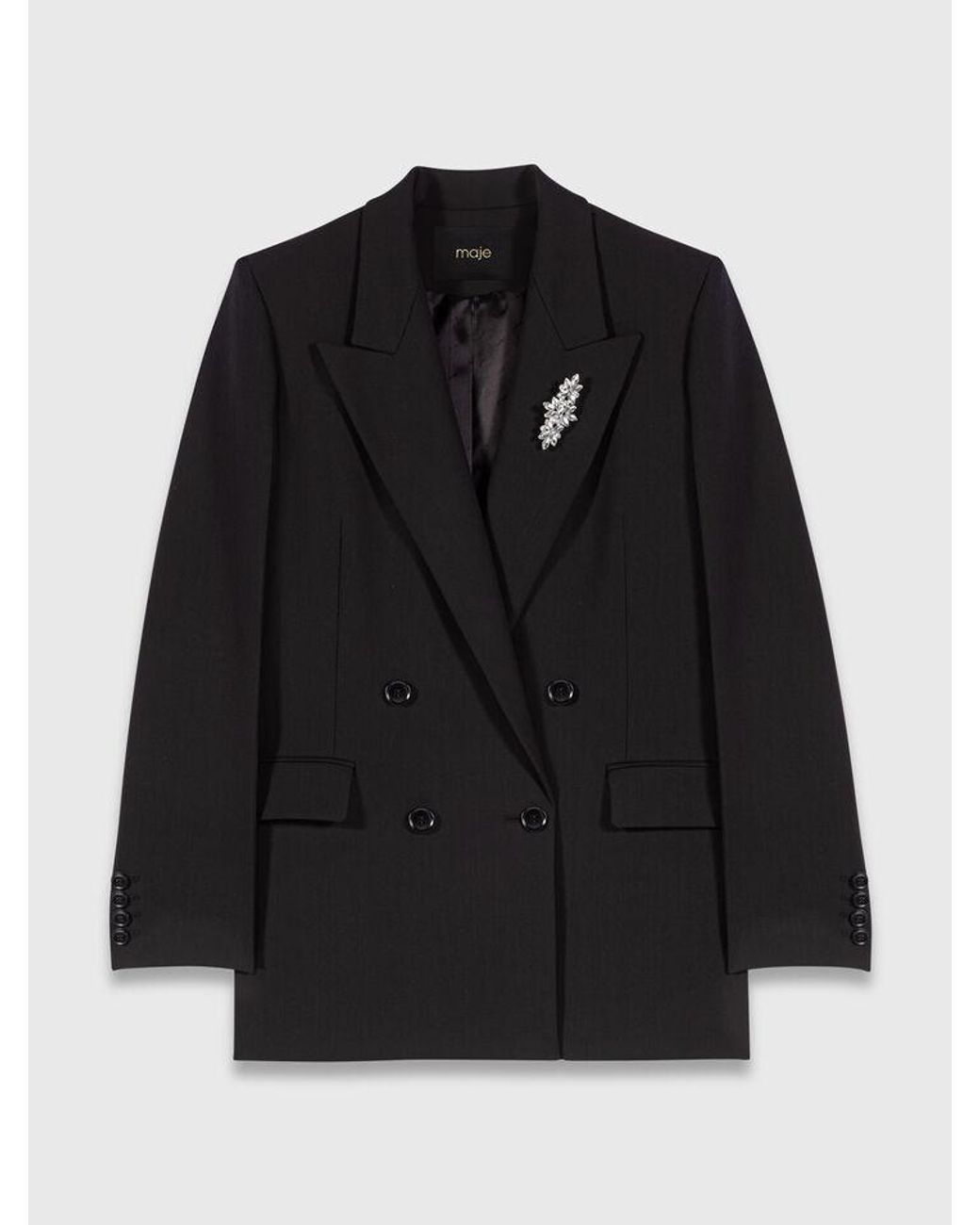 Maje Black Double-Breasted Jacket