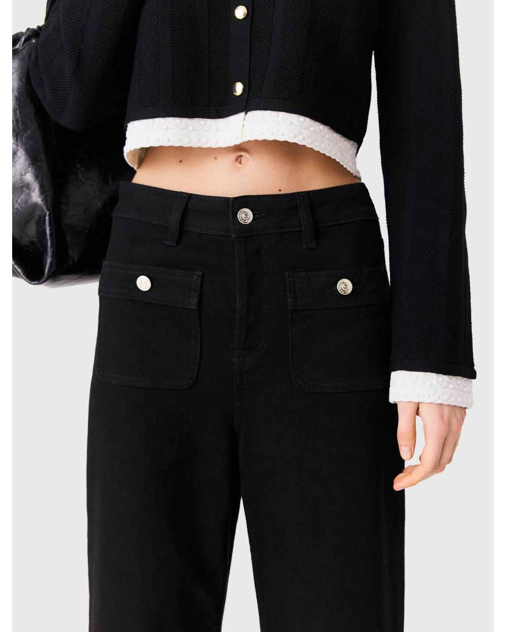 Maje White Straight-Leg Jeans With Patch Pockets