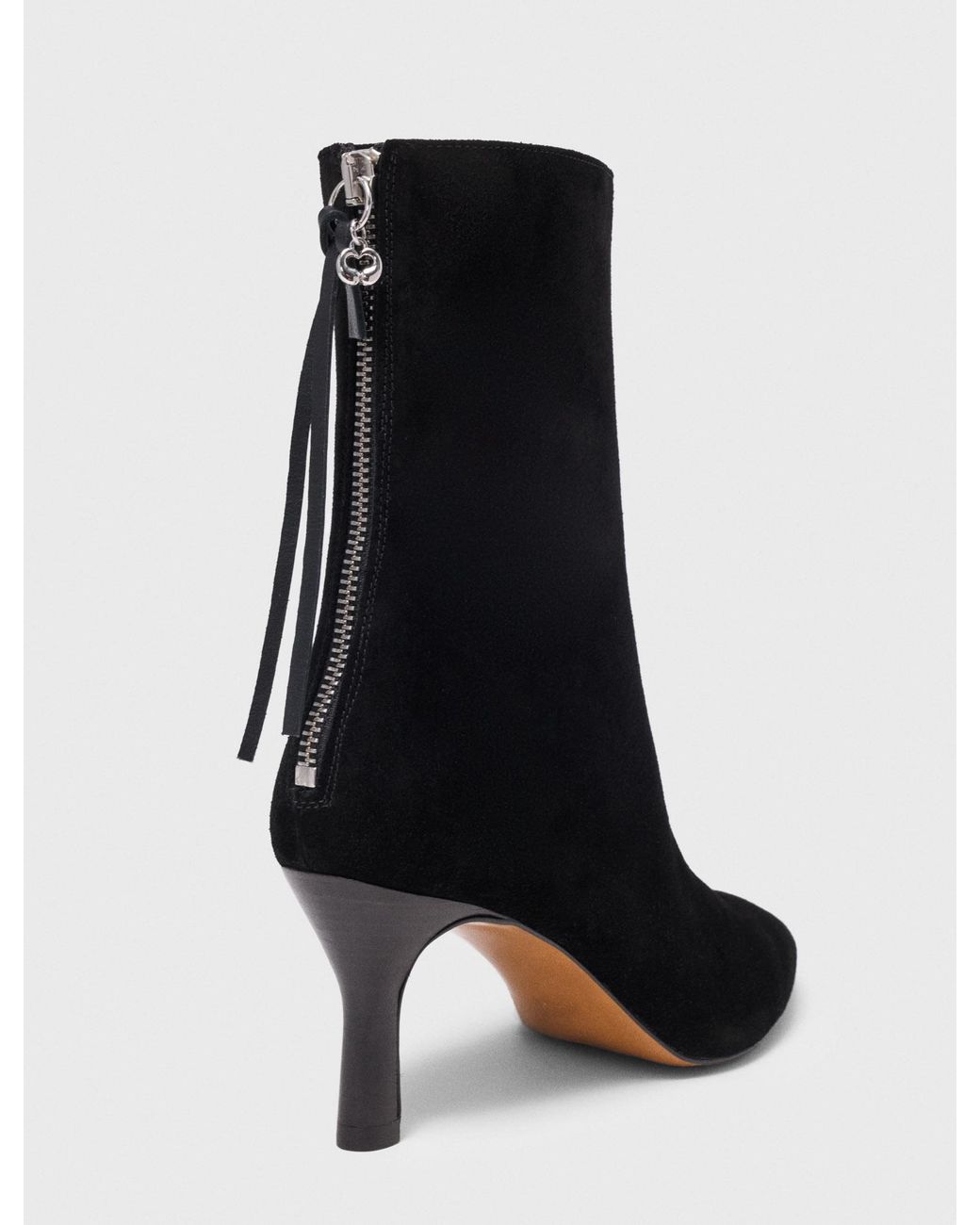 Maje Black Pointed-Toe Suede Ankle Boots