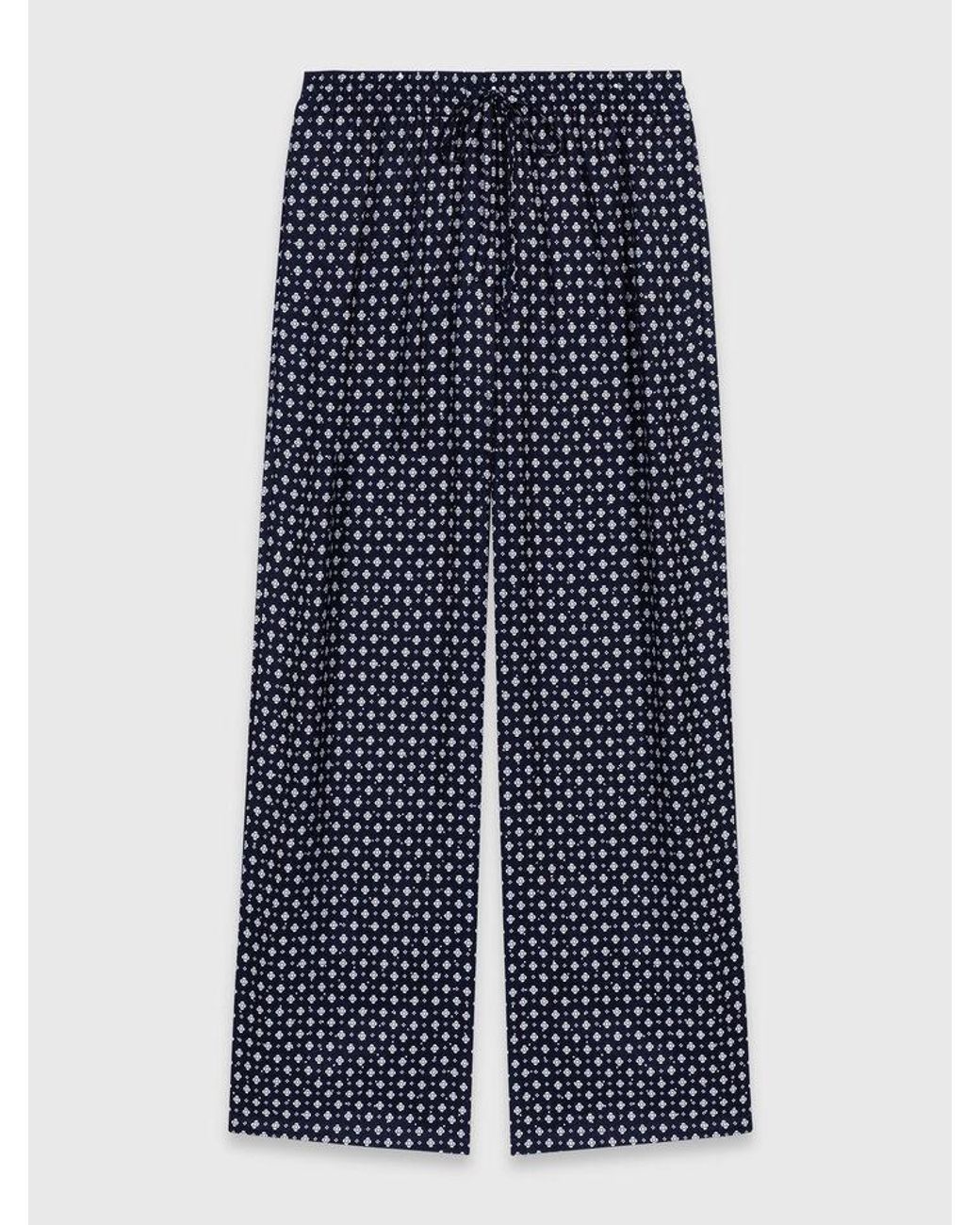 Maje Blue Wide-Leg Trousers With Rhinestone