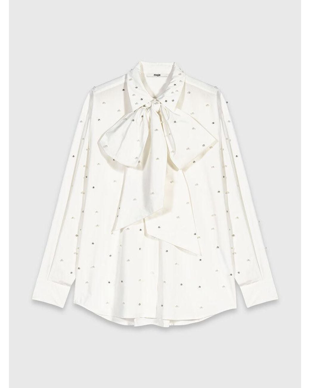 Maje Blue Rhinestone Shirt With Tie