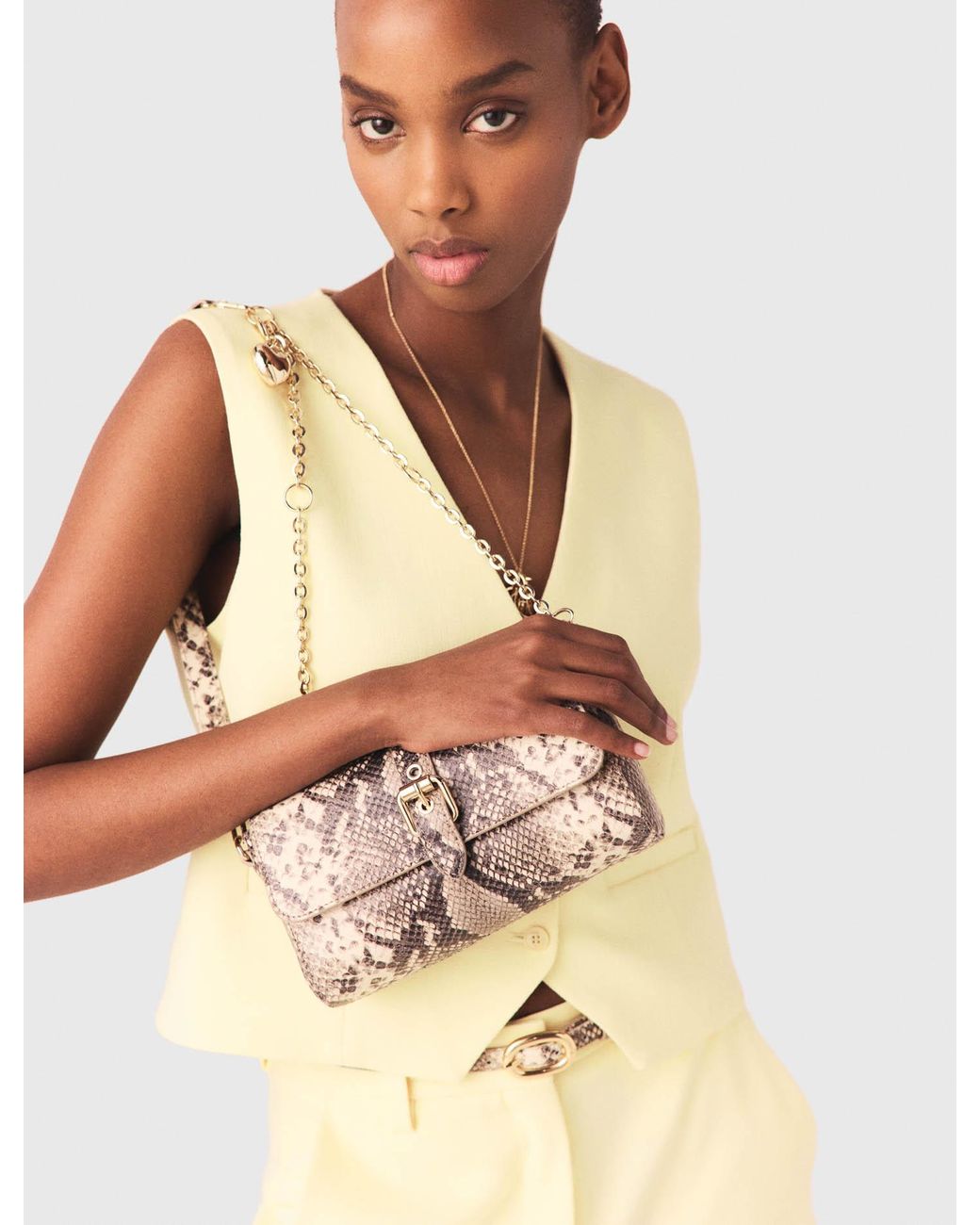 Maje White Python-Effect Miss M Walk Bag
