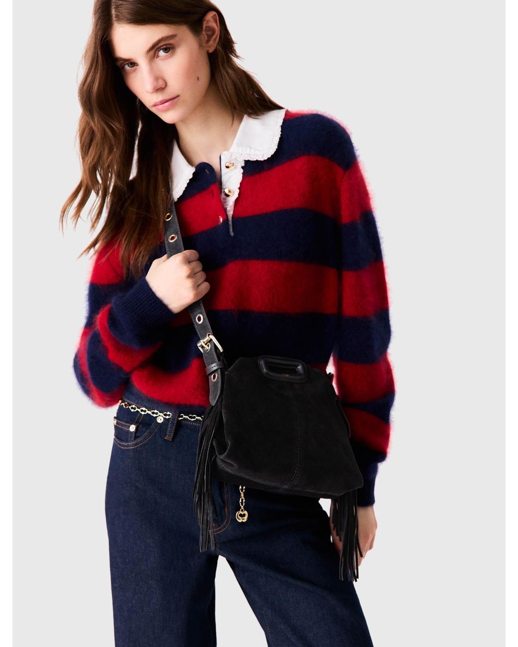 Maje Black Suede Mini Miss M Bag