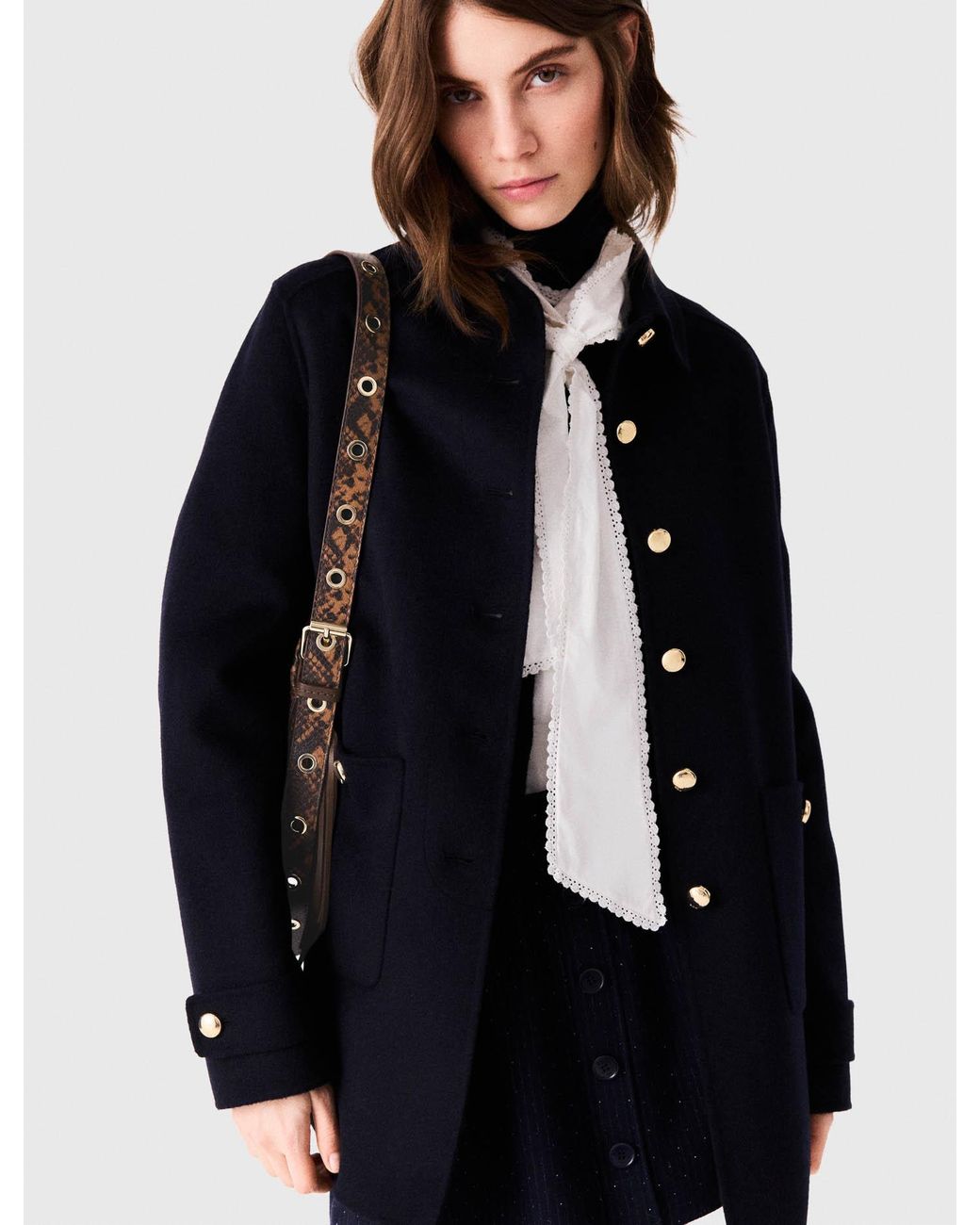 Maje Black Double-Faced Mid-Length Coat