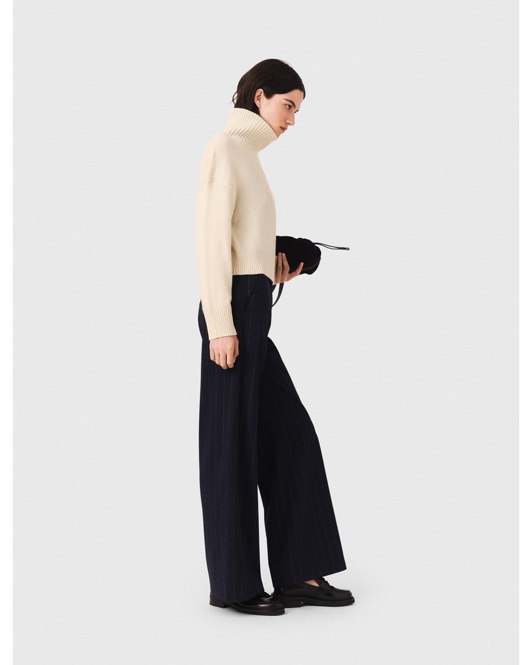 Maje White High-Neck Cashmere Jumper