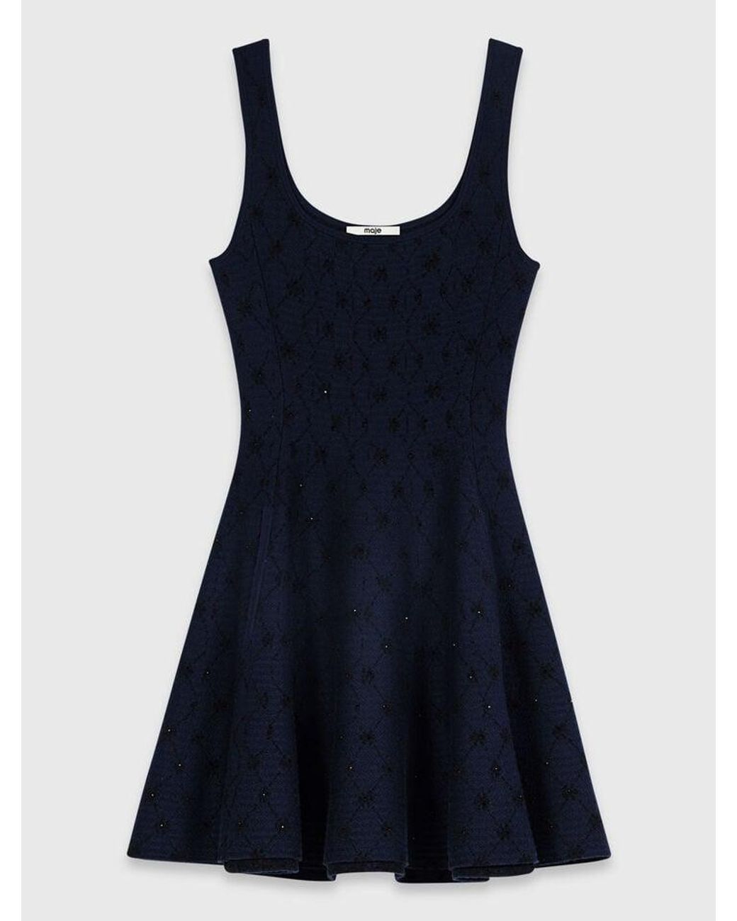 Maje Blue Short Jacquard Skater Dress