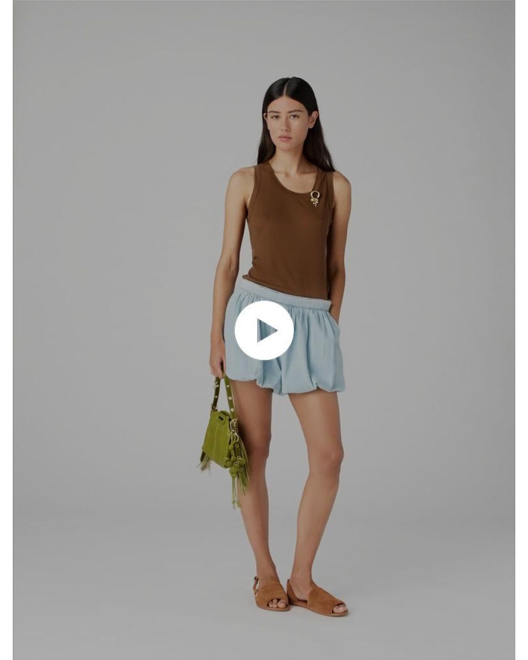 Maje Blue Chambray Balloon Skort