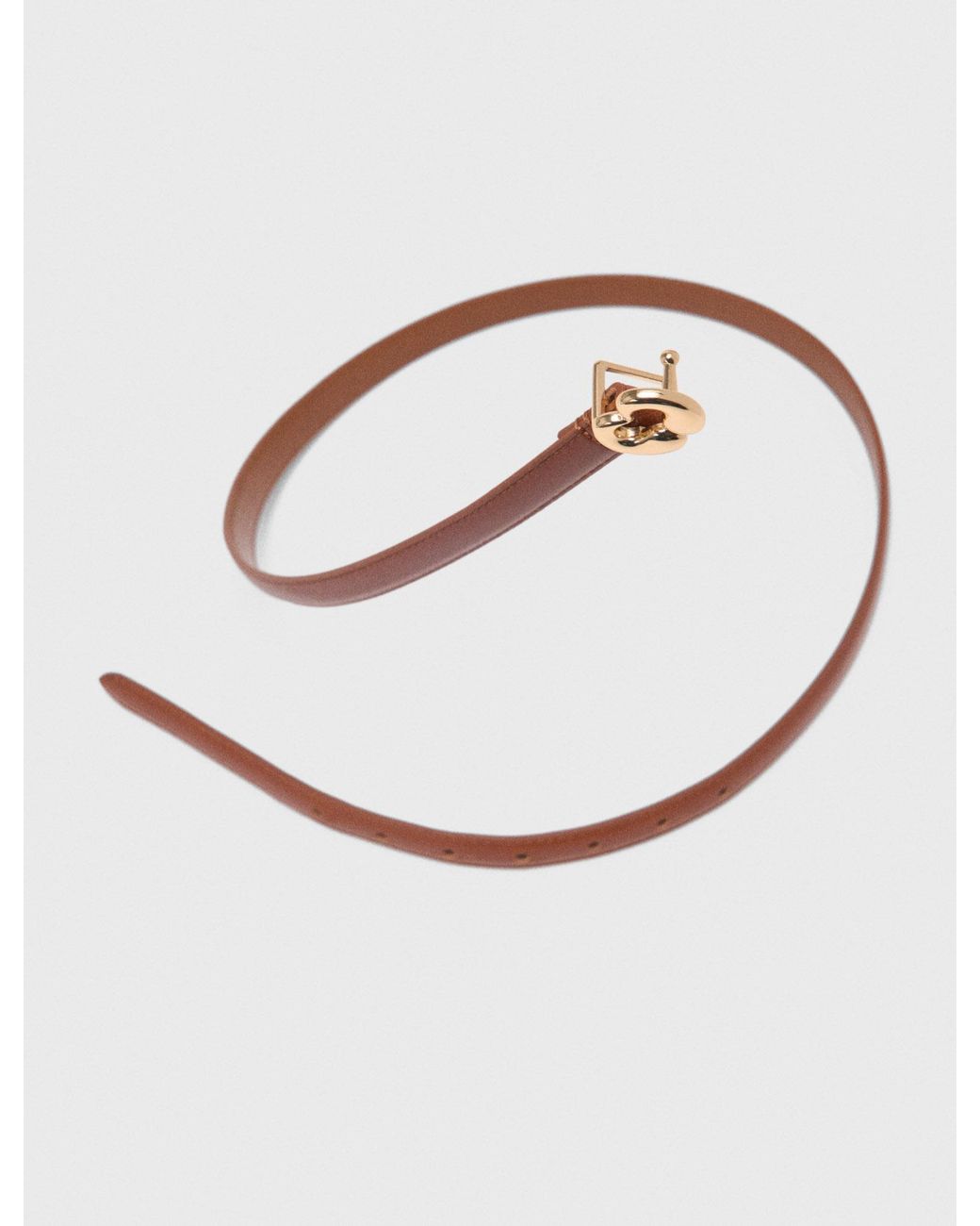 Maje White Slim Smooth Leather Logo Belt