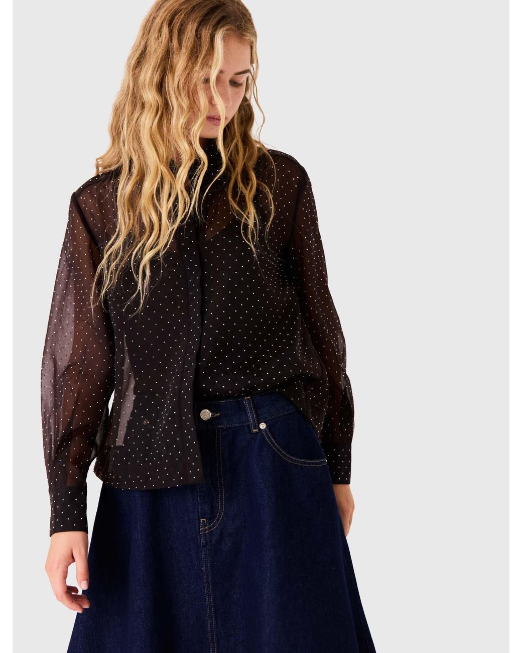 Maje Blue Hemd Mit Strass