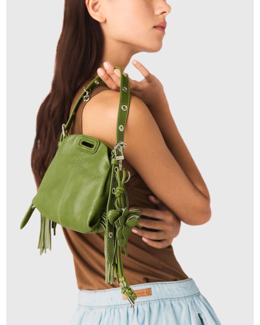 Maje Green Miss M Leather Pouch