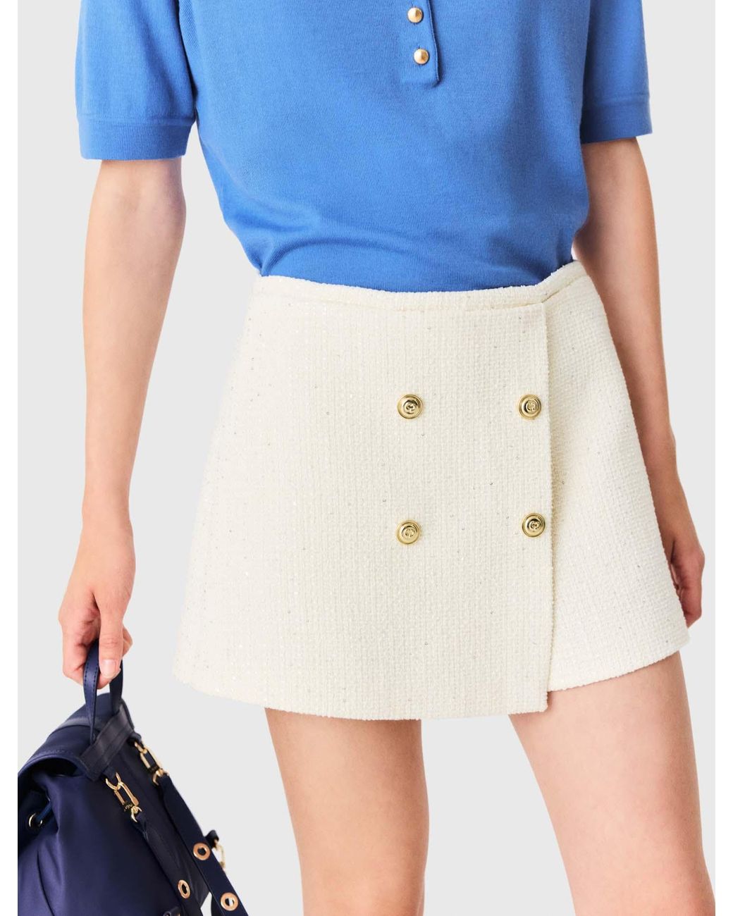 Maje Blue Tweed Skort