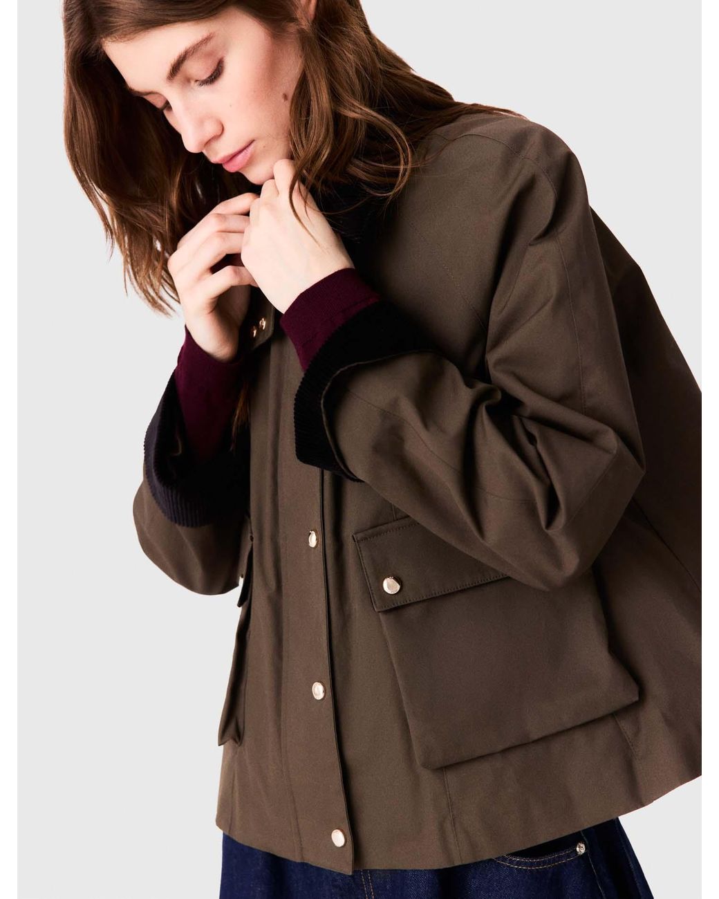 Maje Blue Cotton Trapeze Jacket