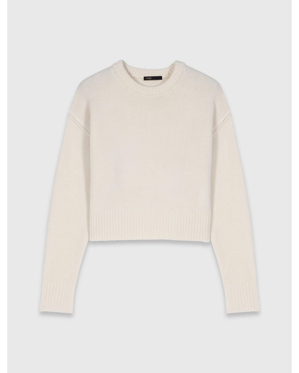 Maje White Jumper With Floral Brooch