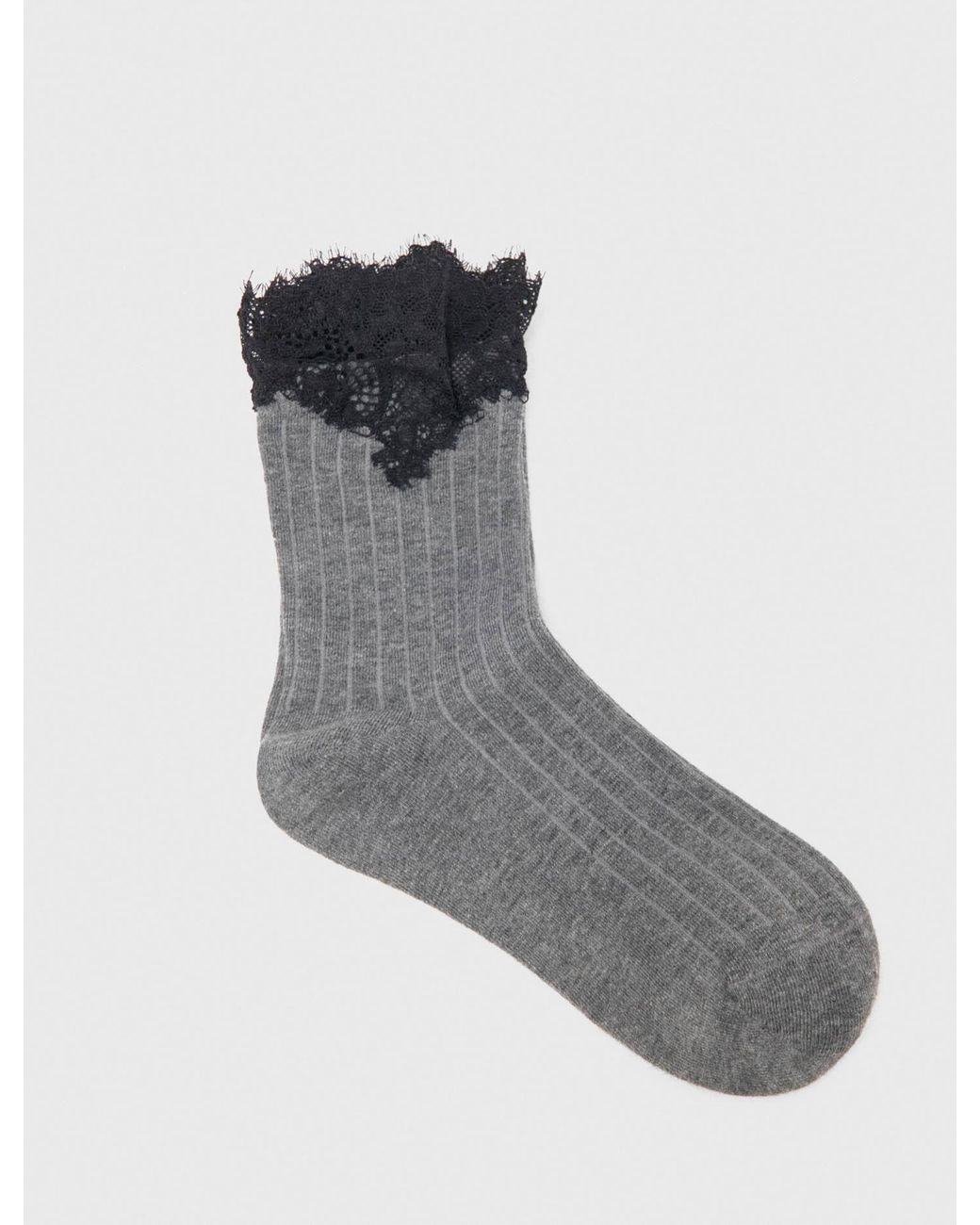 Maje White Cotton And Lace Socks