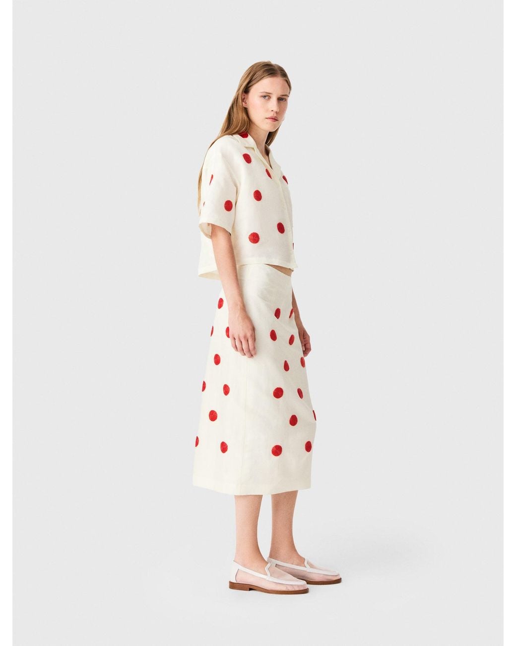 Maje White Embroidered Linen And Silk Shirt
