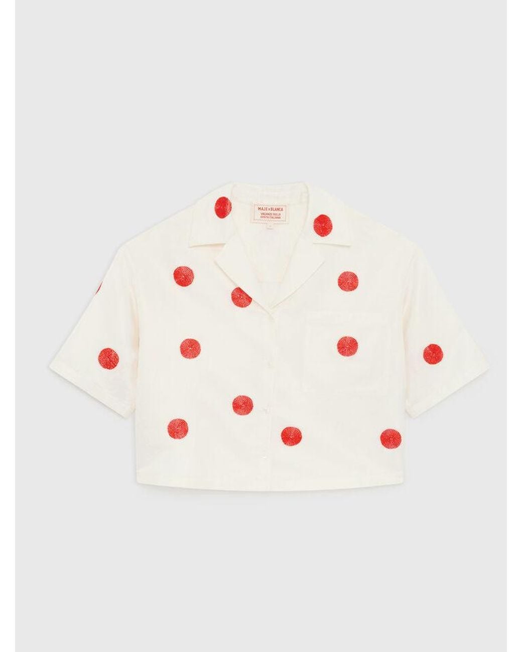 Maje White Embroidered Linen And Silk Shirt