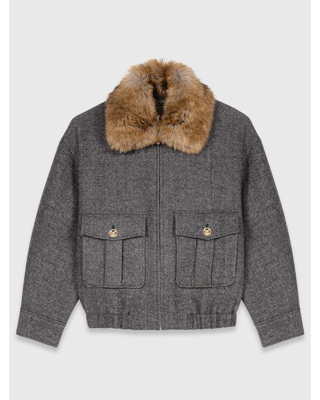 Maje White Faux Fur Collar Jacket