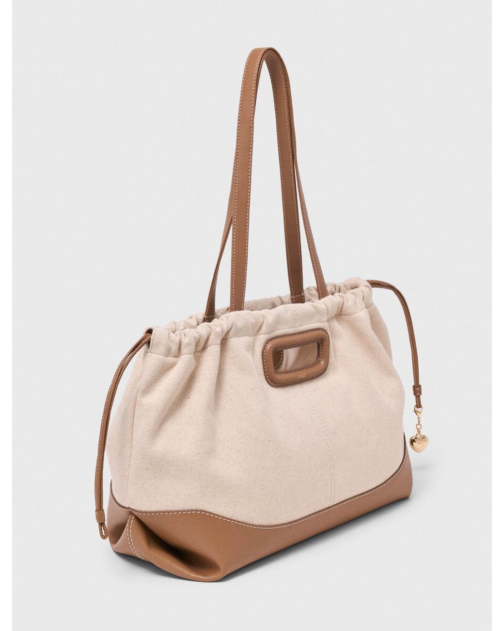 Maje Natural Milpli Canvas And Leather Tote Bag