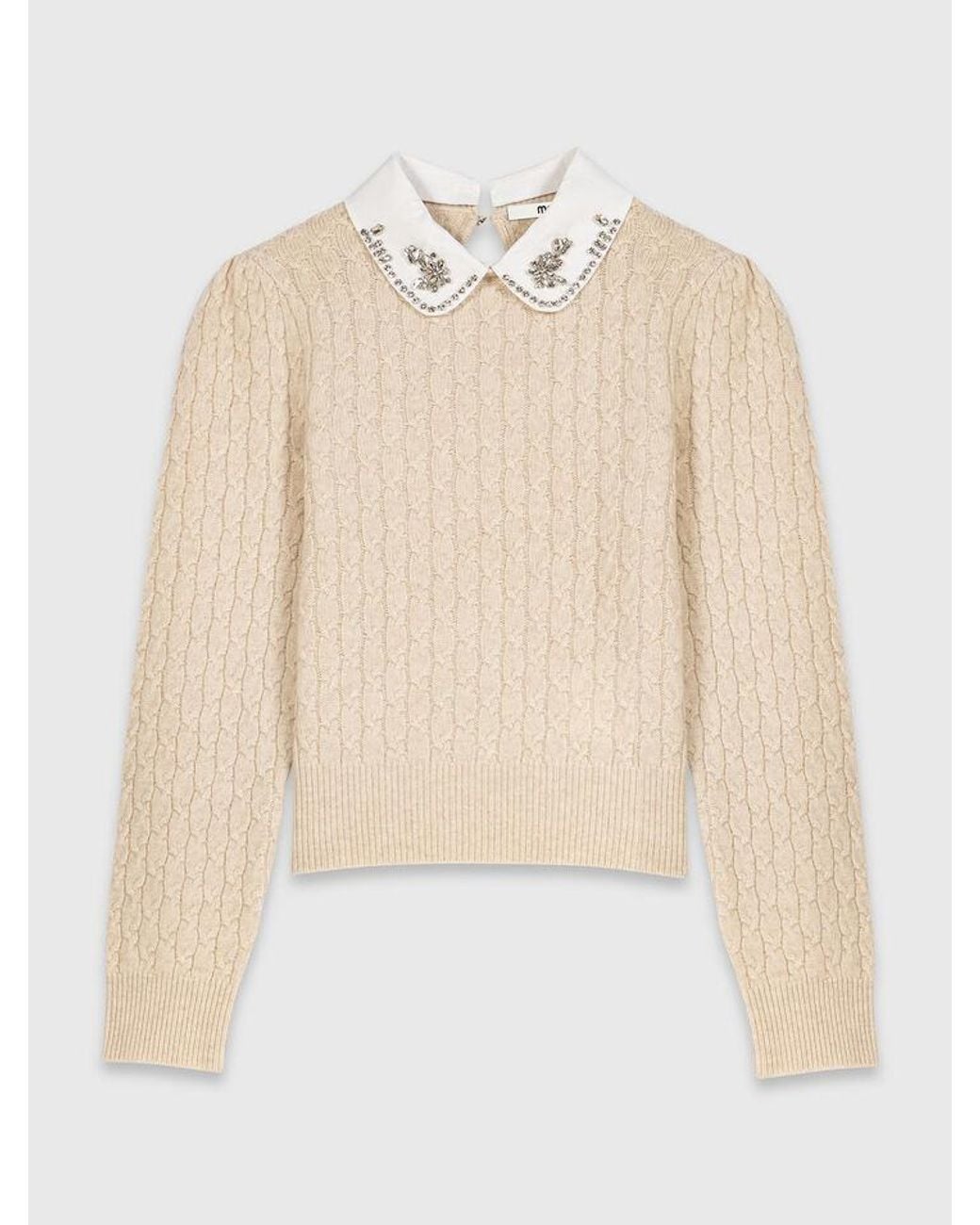 Maje Blue Removable Poplin Collar Jumper