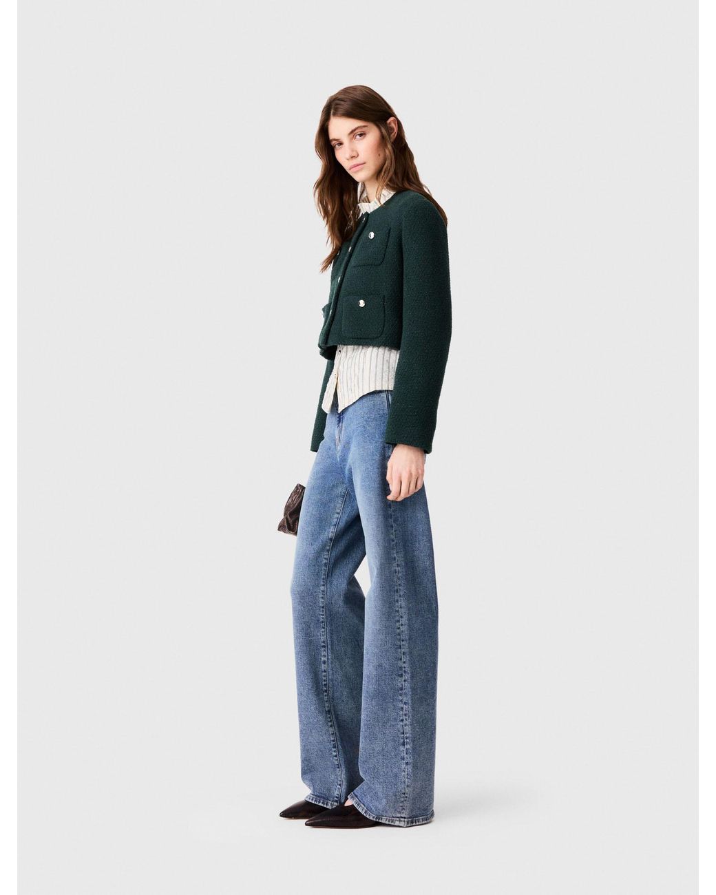 Maje Blue Short Tweed Jacket
