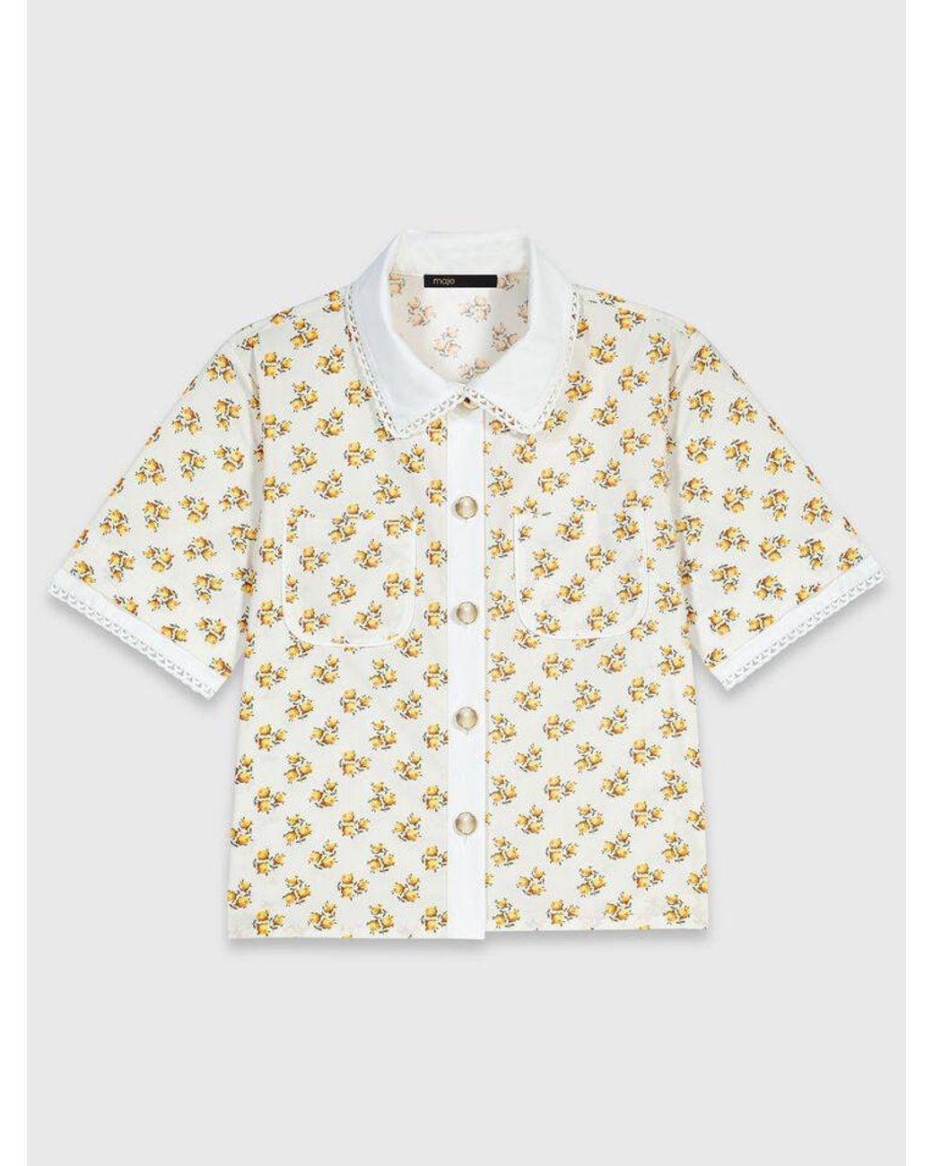 Maje White Patterned Shirt With Croquet Trim