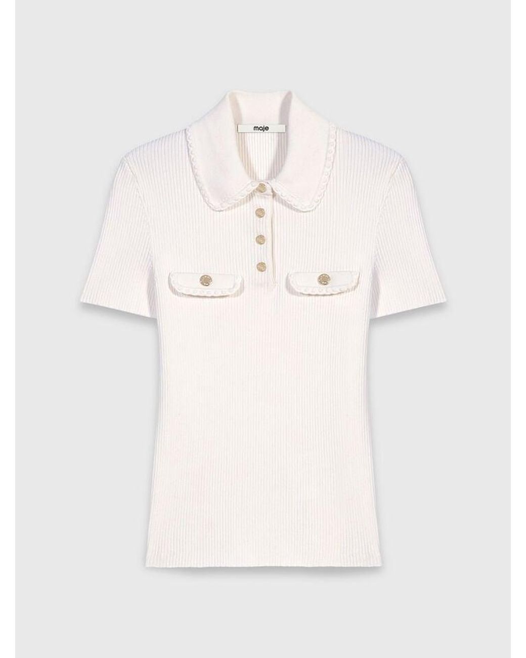 Maje Blue Short-Sleeved Polo With Pockets
