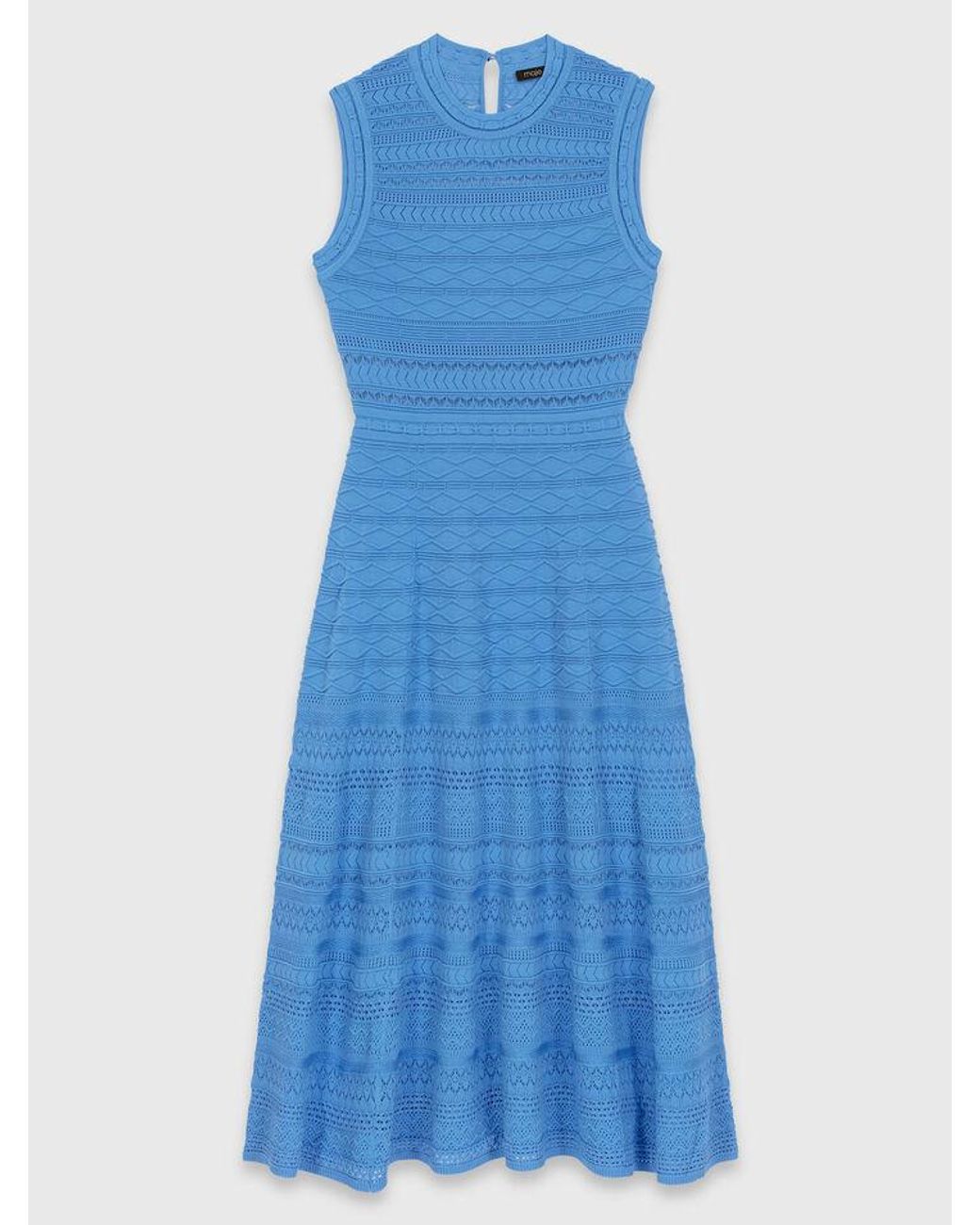 Maje Blue Pointelle Knit Maxi Dress