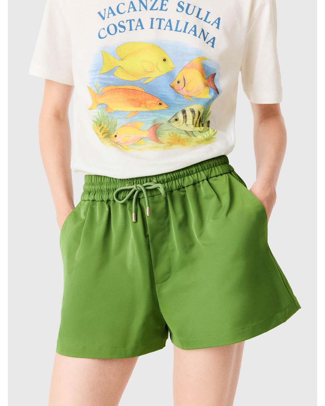 Maje Green Technical Fabric Shorts