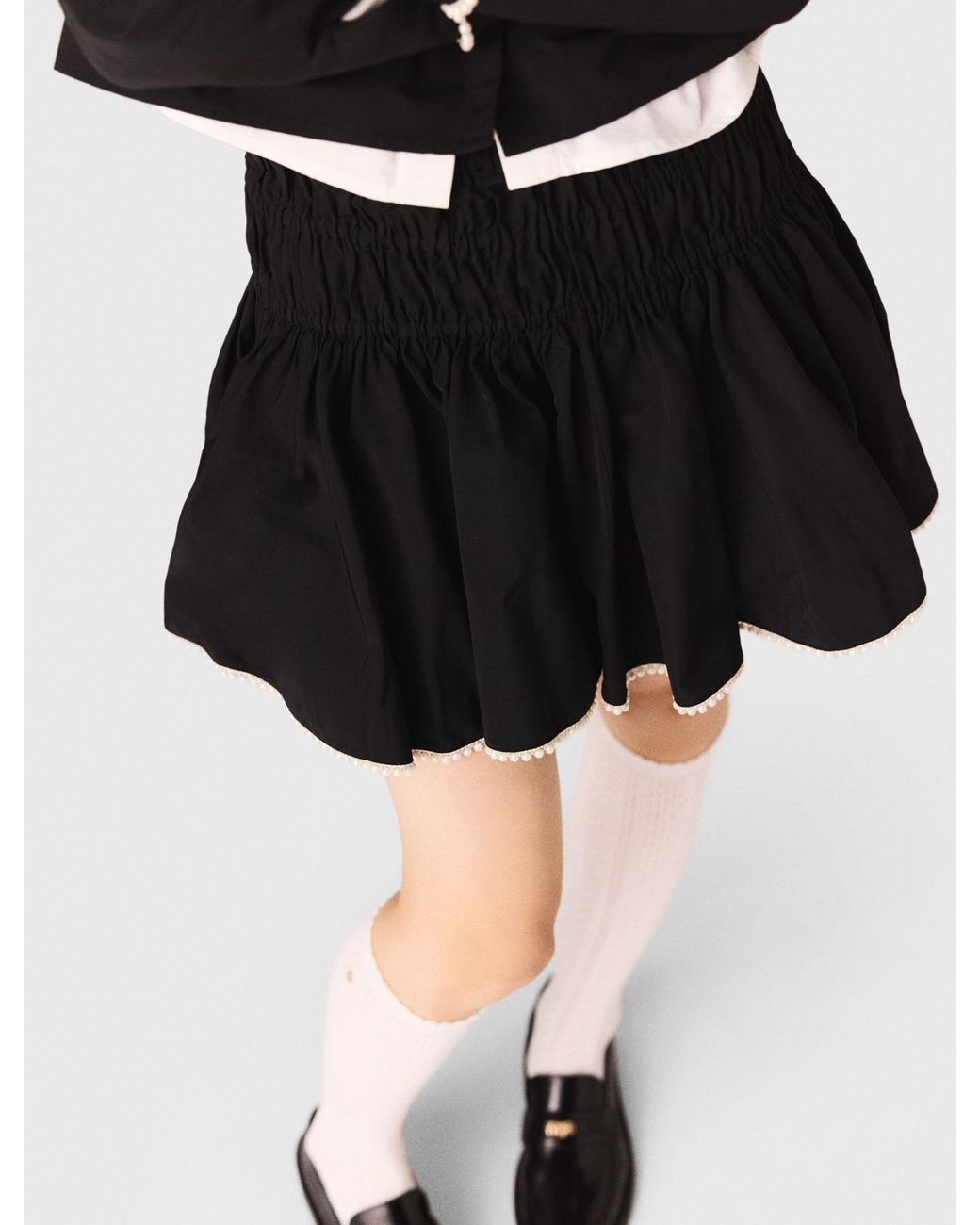 Maje Black Beaded Taffeta Skirt