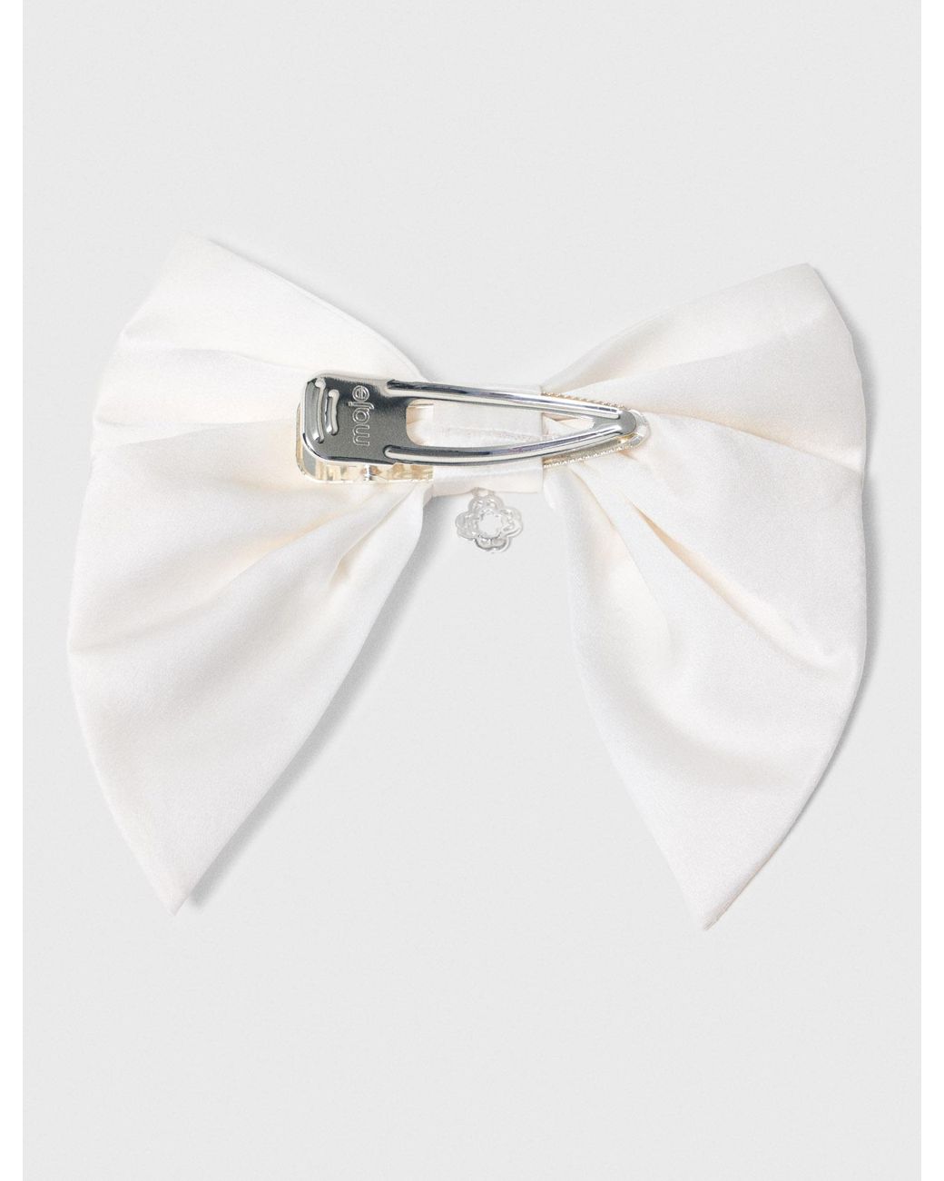 Maje White Satin-Effect Bow Barrette