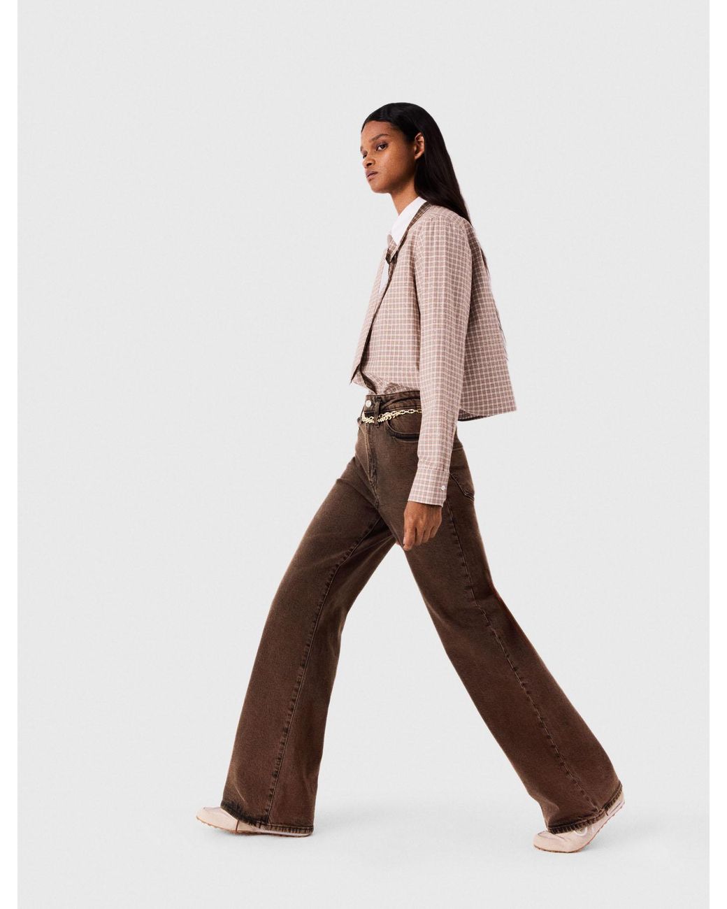 Maje White Bootcut Jeans With Chain